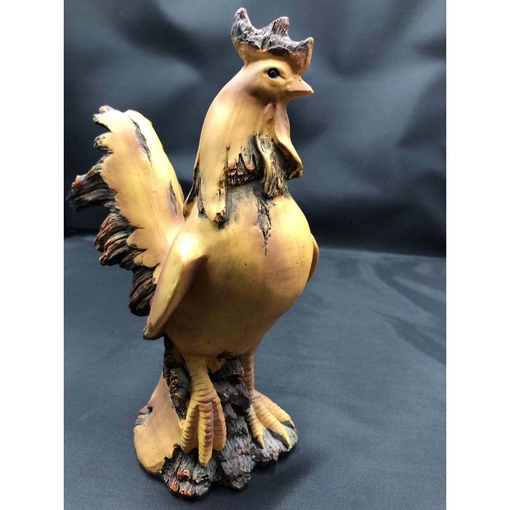 Rustic Farmhouse Rooster Figurine Hand Painted Resin Decor 8.5" Tall Cottagecore